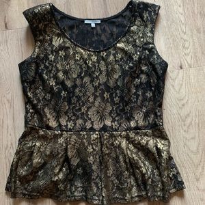 Black and gold peplum blouse